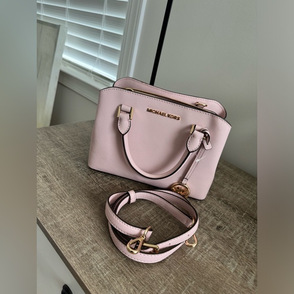 NWT MICHAEL KORS SAVANNAH BLOSSM  SMALL SATCHEL SAFFIANO LEATHER - Picture 7 of 10